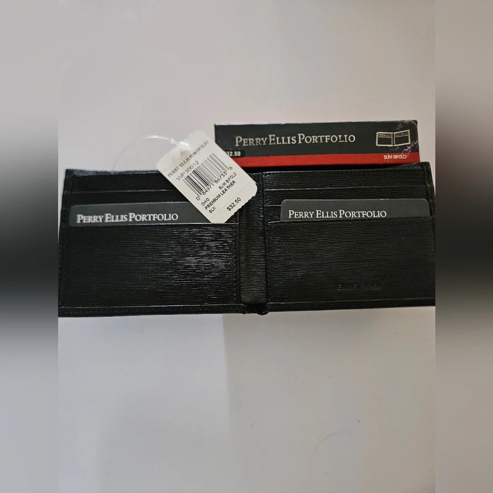 Perry Ellis Men's Leather Slim Bilfold Black #M-72